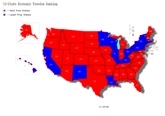 Blue and Red States by Economic Freedom